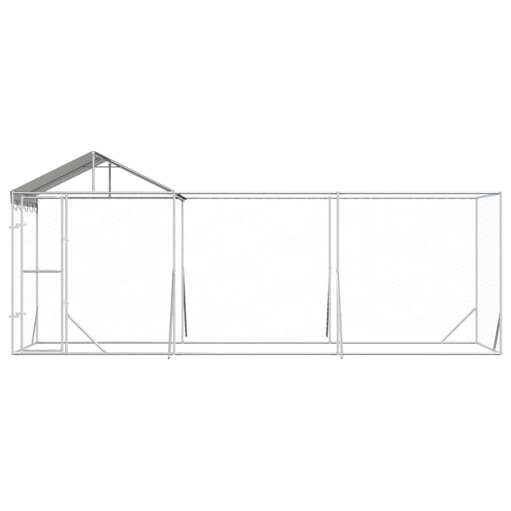 vidaXL Outdoor-Hundezwinger mit Dach Silber 6x2x2,5 m Verzinkter Stahl