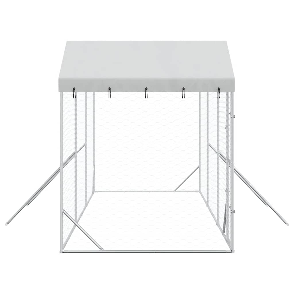 vidaXL Outdoor-Hundezwinger mit Dach Silber 6x2x2,5 m Verzinkter Stahl