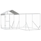 vidaXL Outdoor-Hundezwinger mit Dach Silbern 4x4x2,5m Verzinkter Stahl