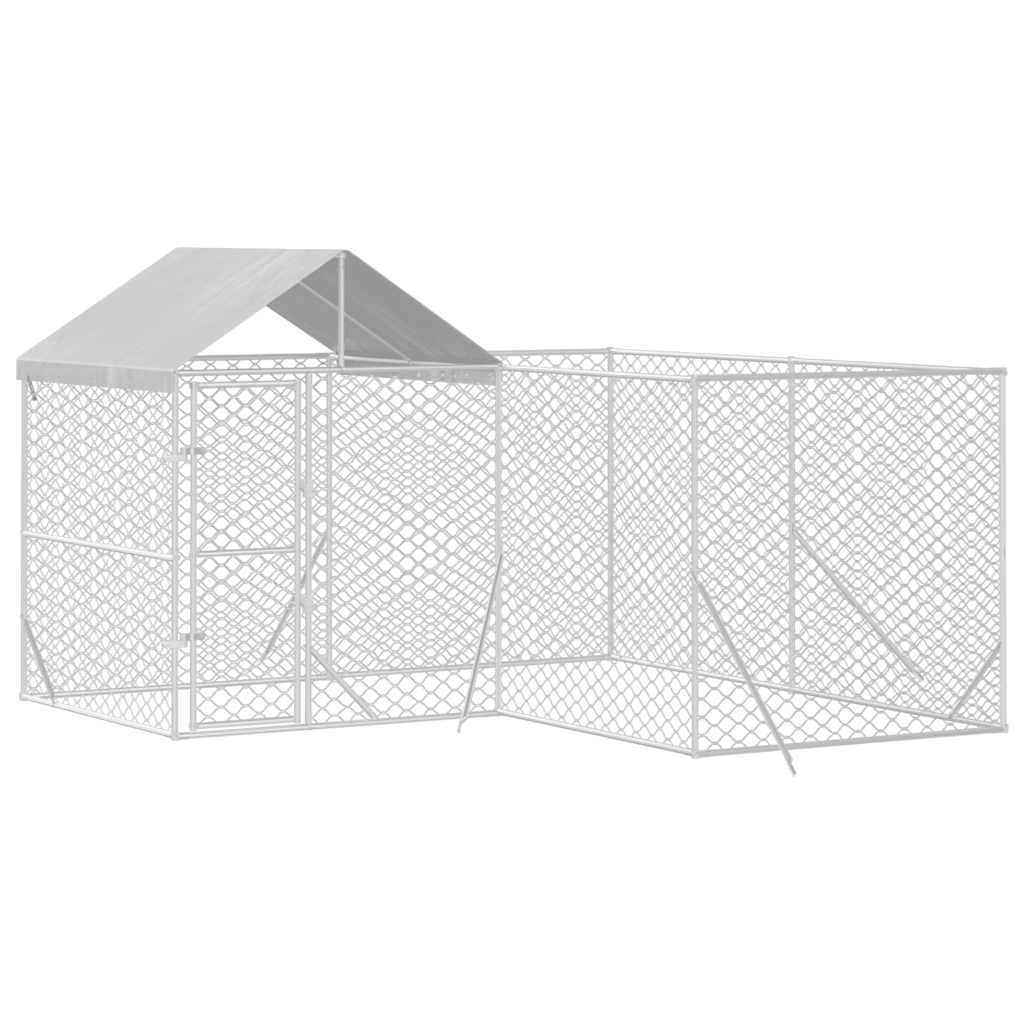 vidaXL Outdoor-Hundezwinger mit Dach Silbern 4x4x2,5m Verzinkter Stahl