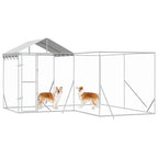 vidaXL Outdoor-Hundezwinger mit Dach Silbern 4x4x2,5m Verzinkter Stahl