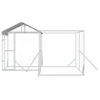 vidaXL Outdoor-Hundezwinger mit Dach Silbern 4x4x2,5m Verzinkter Stahl