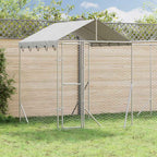 vidaXL Outdoor-Hundezwinger mit Dach Silbern 4x4x2,5m Verzinkter Stahl