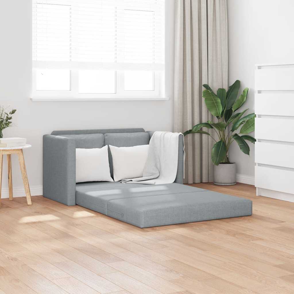 vidaXL Bodensofa mit Schlaffunktion Hellgrau 112x174x55 cm Stoff