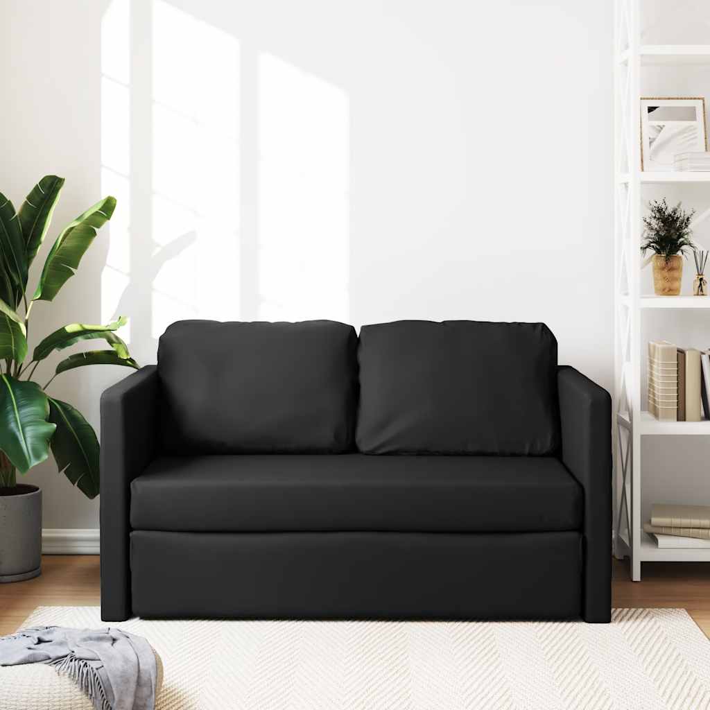 vidaXL Bodensofa mit Schlaffunktion Schwarz 112x174x55 cm Kunstleder