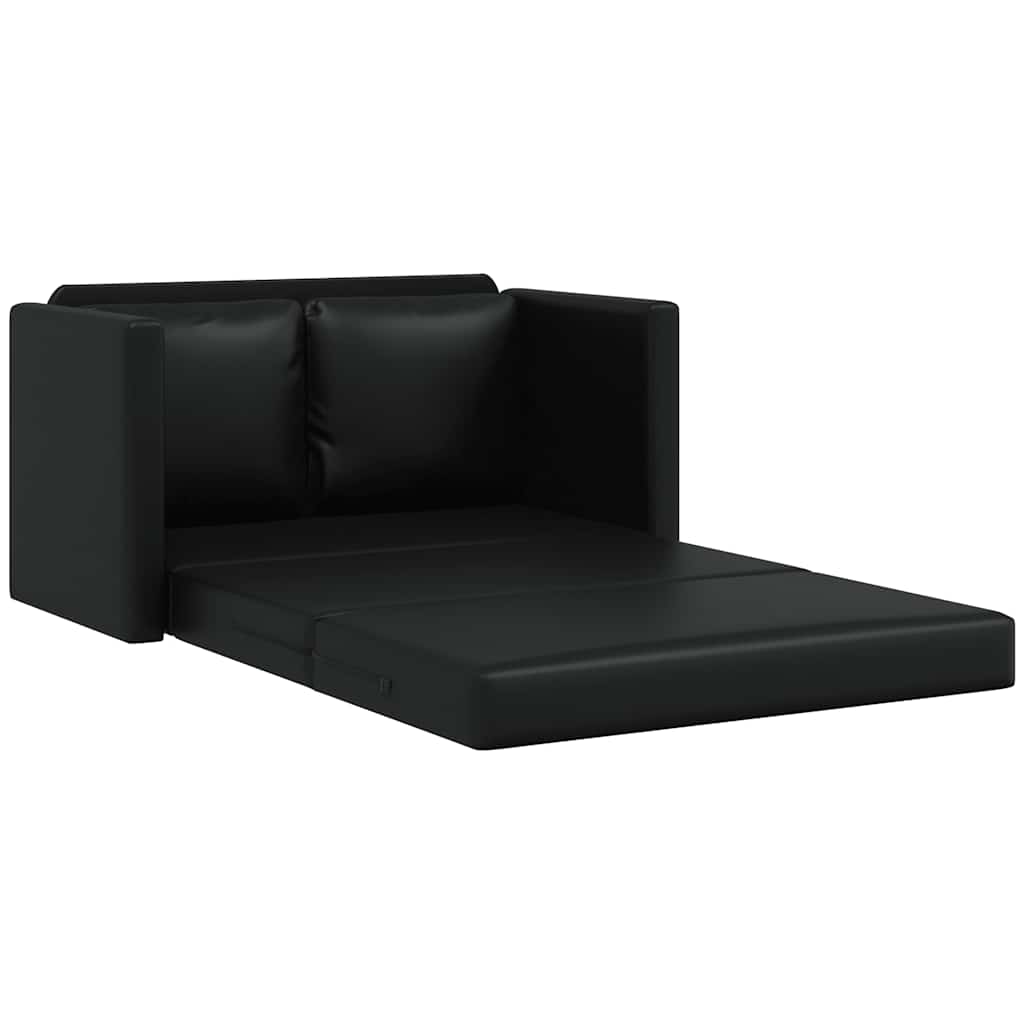 vidaXL Bodensofa mit Schlaffunktion Schwarz 112x174x55 cm Kunstleder
