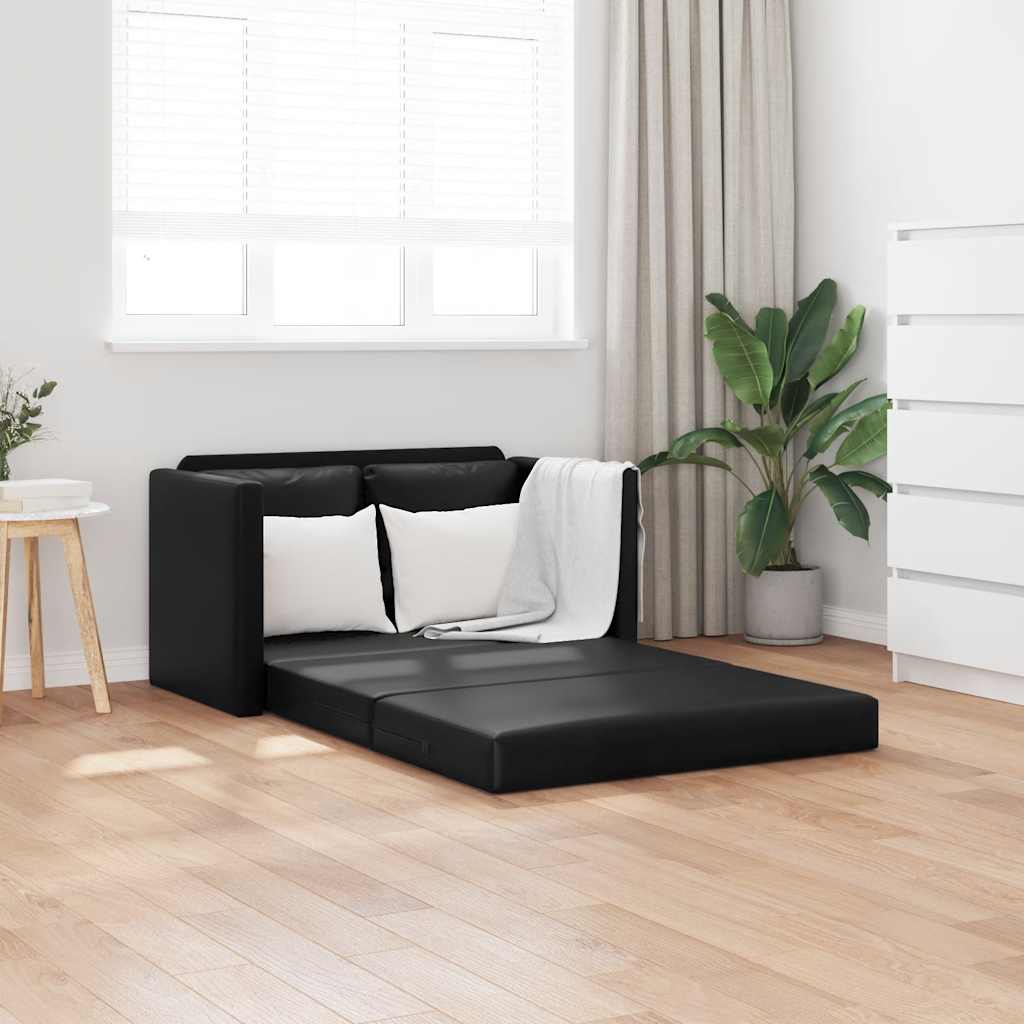 vidaXL Bodensofa mit Schlaffunktion Schwarz 112x174x55 cm Kunstleder
