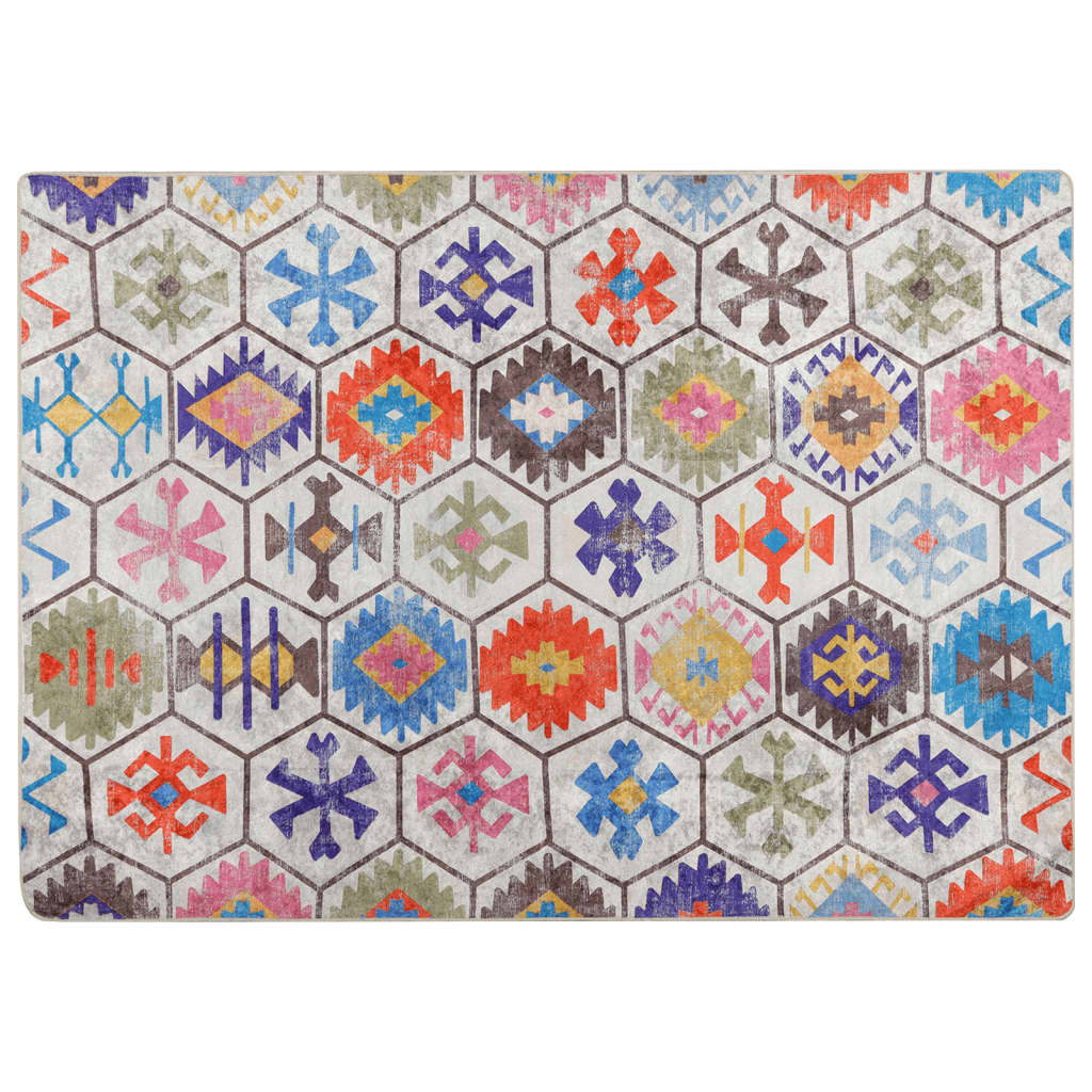 vidaXL Teppich Waschbar Mehrfarbig 80x150 cm