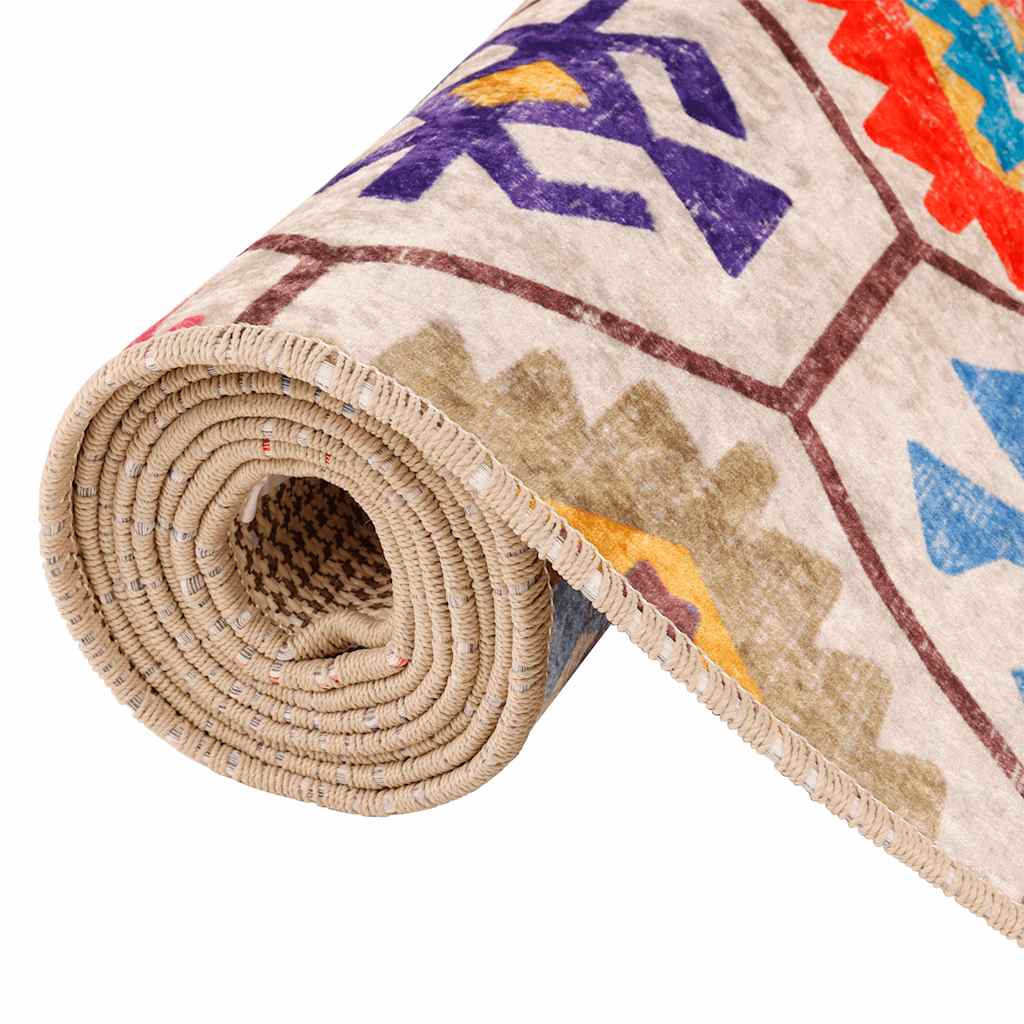 vidaXL Teppich Waschbar Mehrfarbig 80x150 cm
