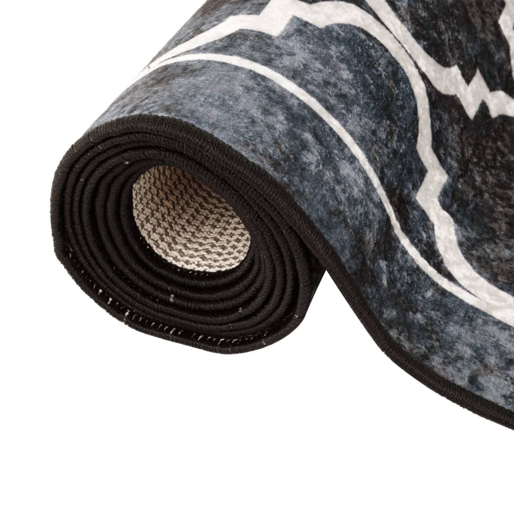 vidaXL Teppich Waschbar Schwarz und Weiß 80x150 cm