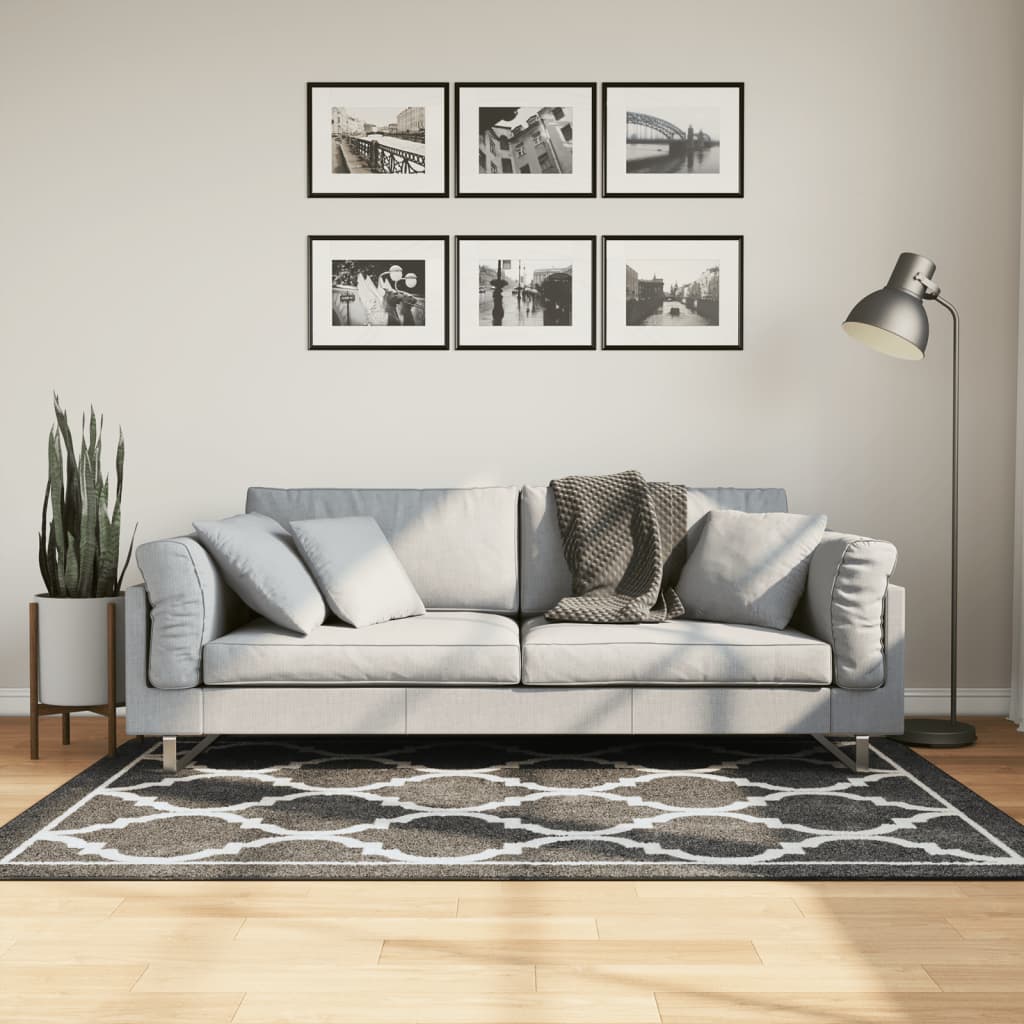 vidaXL Teppich Waschbar Schwarz und Weiß 80x150 cm