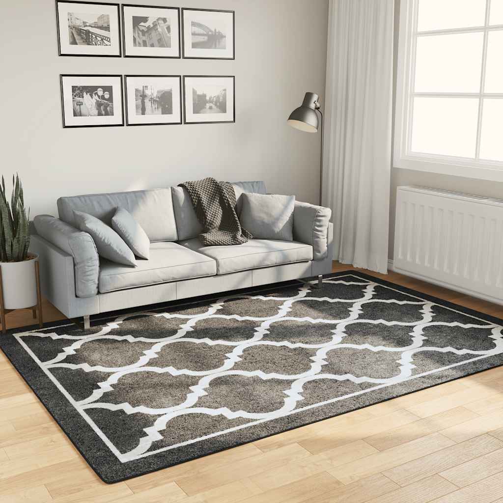 vidaXL Teppich Waschbar Schwarz und Weiß 80x150 cm