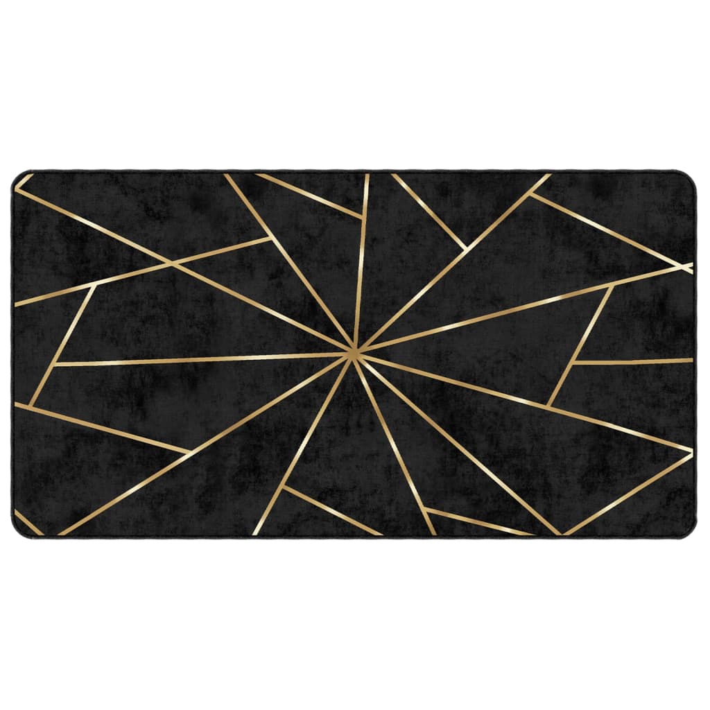 vidaXL Teppich Waschbar Schwarz und Golden 80x150 cm