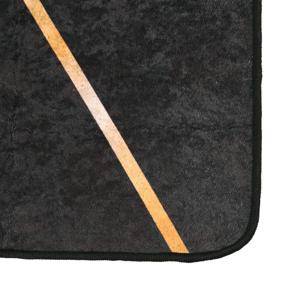 vidaXL Teppich Waschbar Schwarz und Golden 80x150 cm