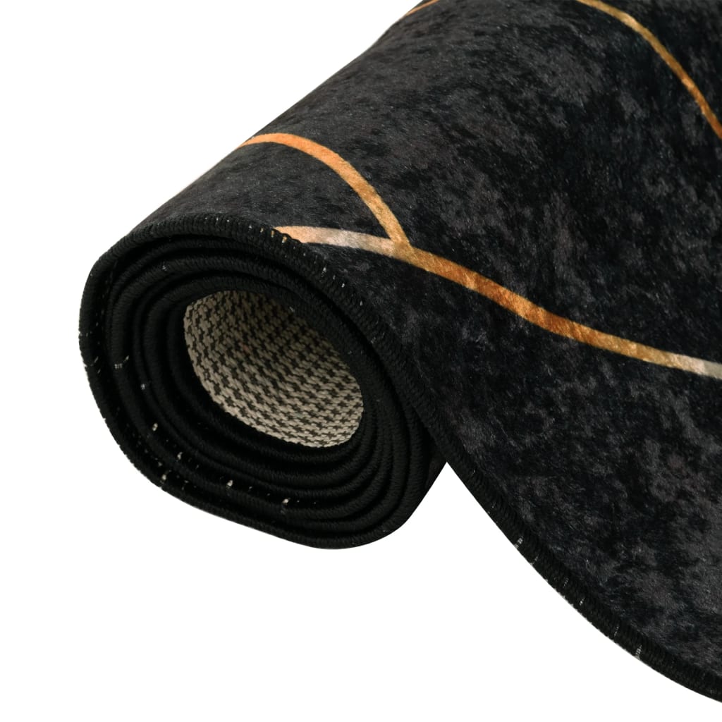 vidaXL Teppich Waschbar Schwarz und Golden 80x150 cm