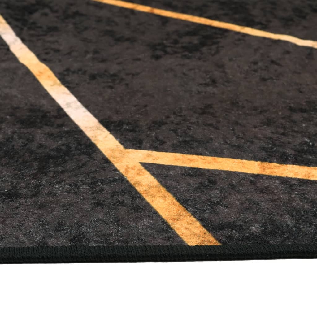 vidaXL Teppich Waschbar Schwarz und Golden 80x150 cm