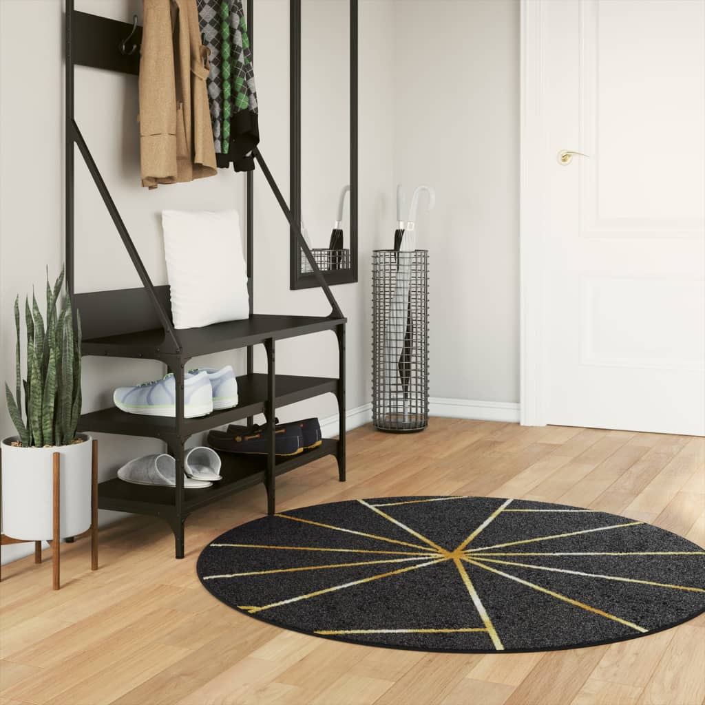 vidaXL Teppich Waschbar Schwarz und Golden 80x150 cm