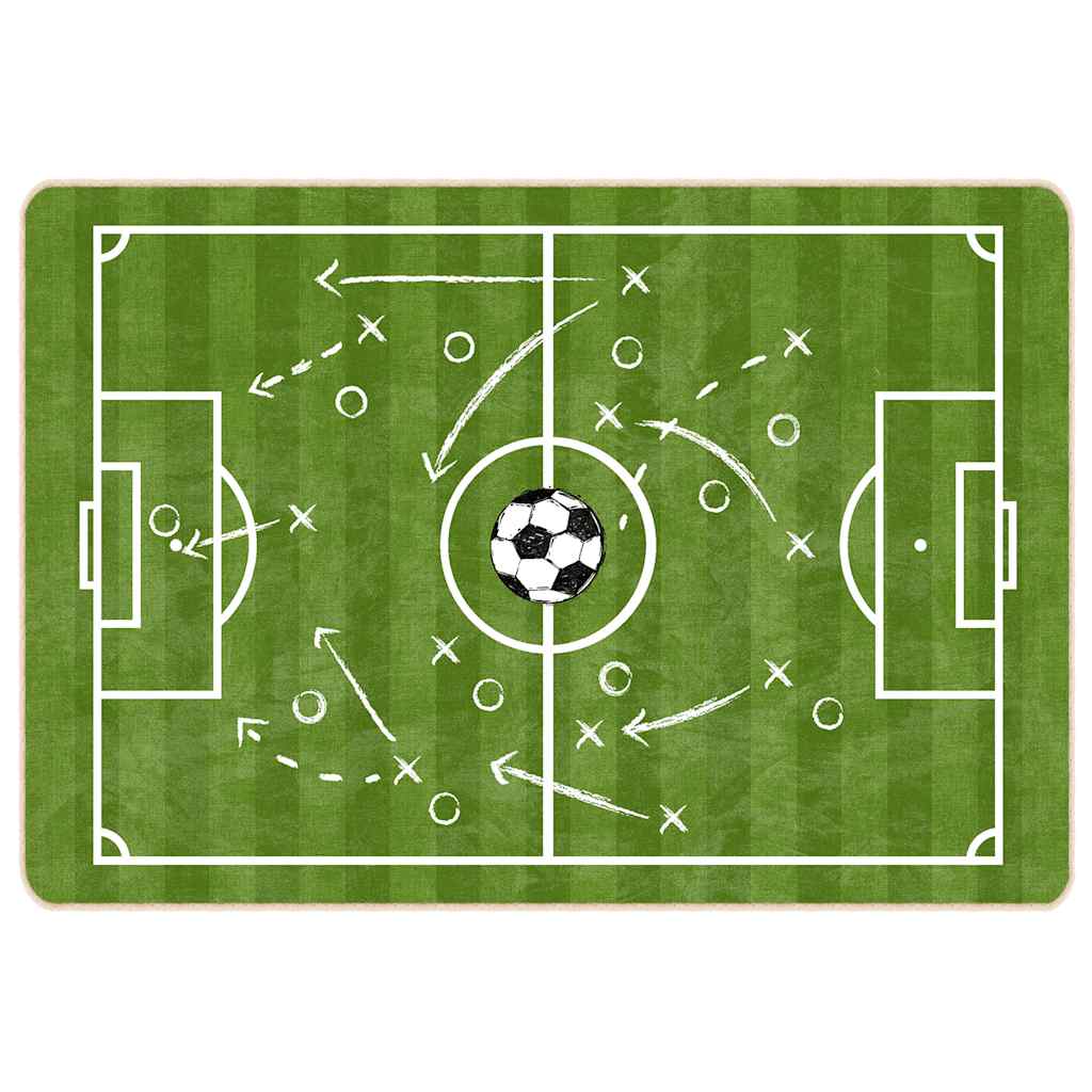 vidaXL Kinderteppich Grün 160x230 cm Fußballfeld Waschbar