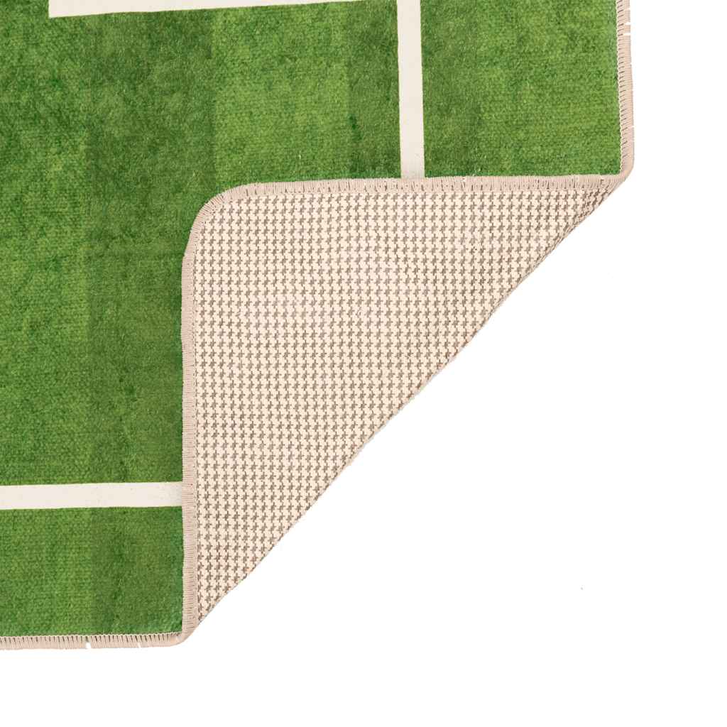 vidaXL Kinderteppich Grün 160x230 cm Fußballfeld Waschbar