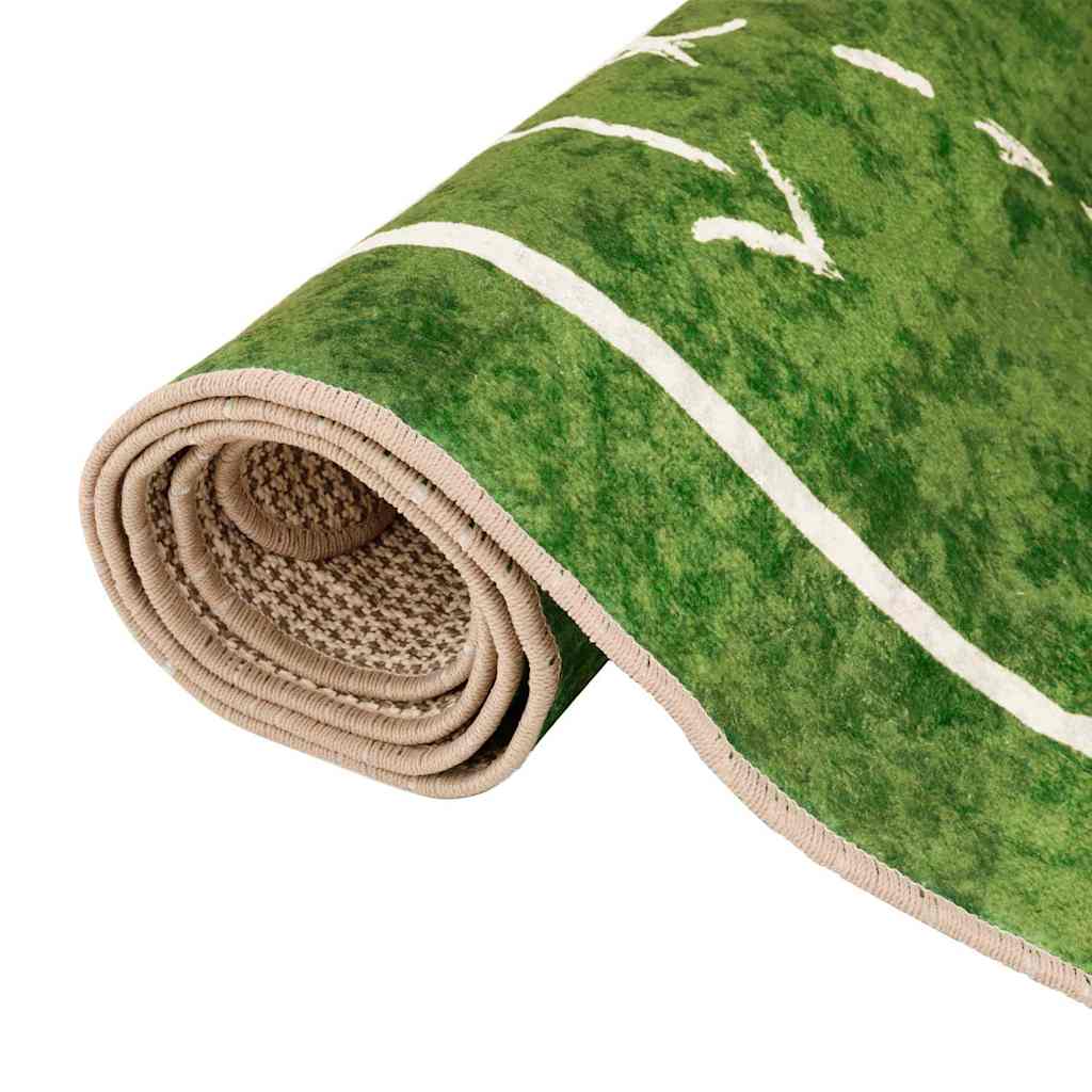 vidaXL Kinderteppich Grün 160x230 cm Fußballfeld Waschbar