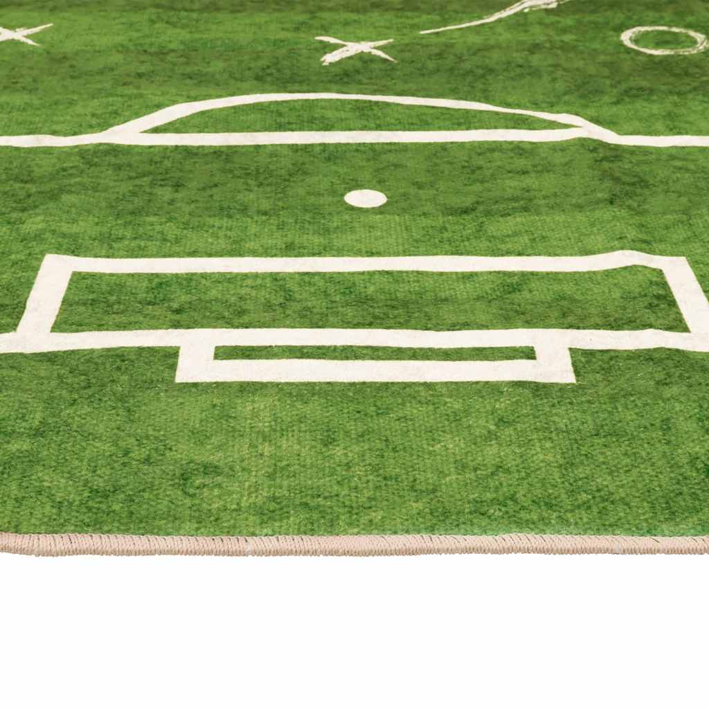 vidaXL Kinderteppich Grün 160x230 cm Fußballfeld Waschbar