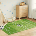 vidaXL Kinderteppich Grün 160x230 cm Fußballfeld Waschbar
