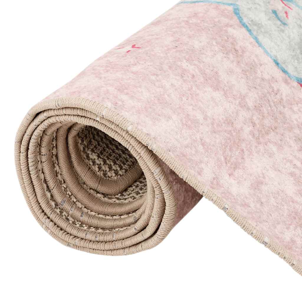 vidaXL Kinderteppich Rosa 160x230 cm Einhorn Waschbar