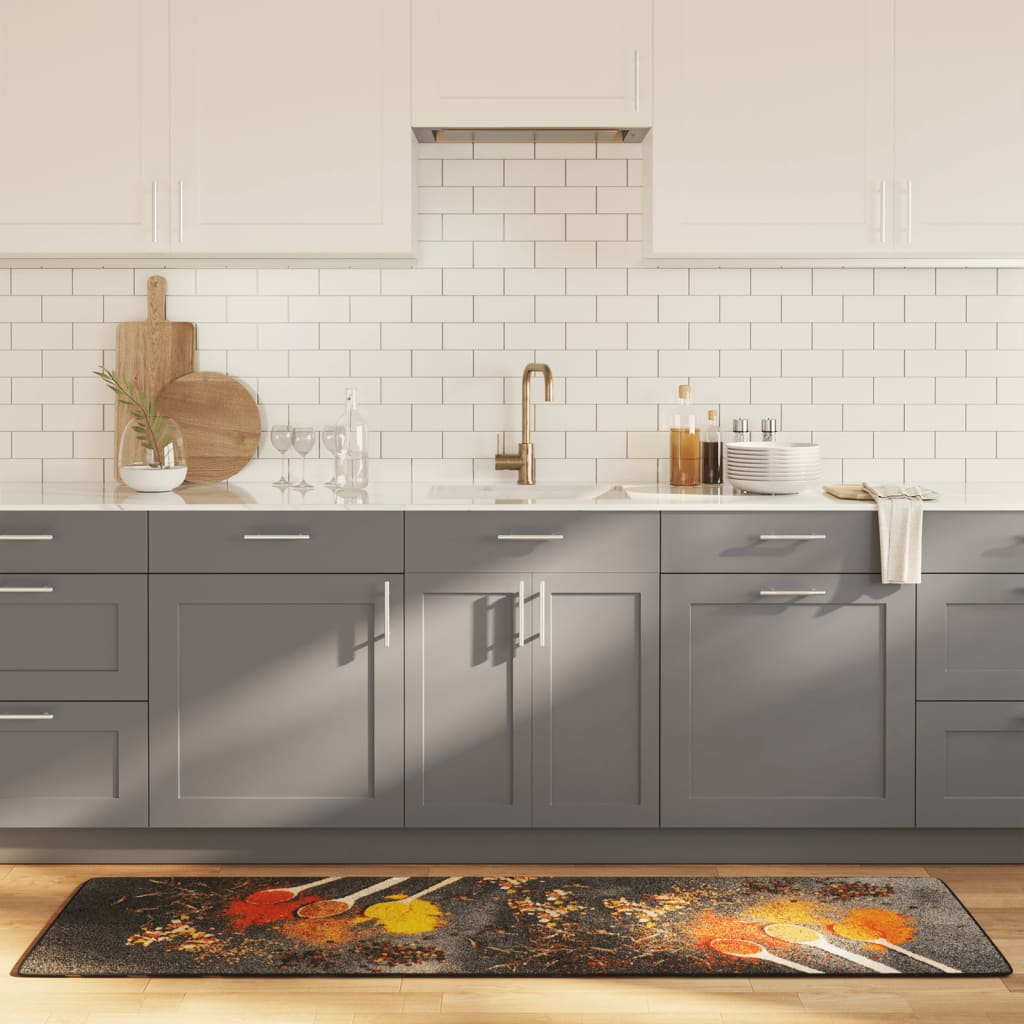 vidaXL Küchenteppich Mehrfarbig 60x180 cm Waschbar