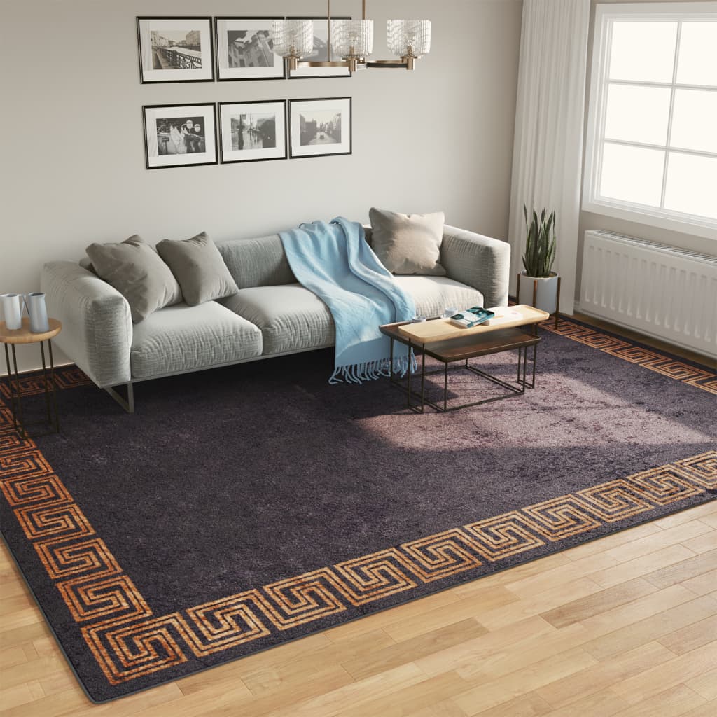 vidaXL Teppich Waschbar Schwarz und Golden 80x150 cm