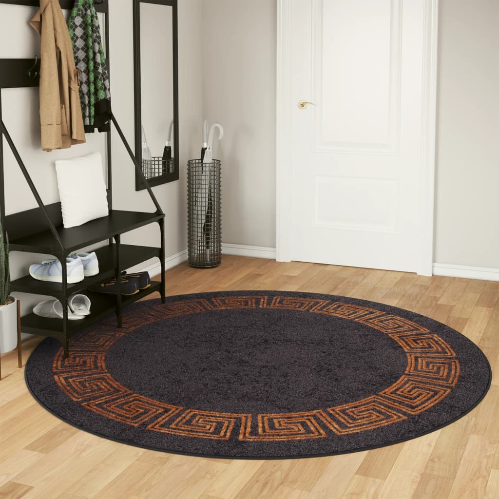 vidaXL Teppich Waschbar Schwarz und Golden 80x150 cm