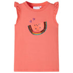 Kinder-T-Shirt mit Rüschenärmeln Korallenrosa 116