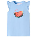 Kinder-T-Shirt mit Rüschenärmeln Weiß 140
