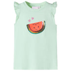 Kinder-T-Shirt mit Rüschenärmeln Zartgrün 116