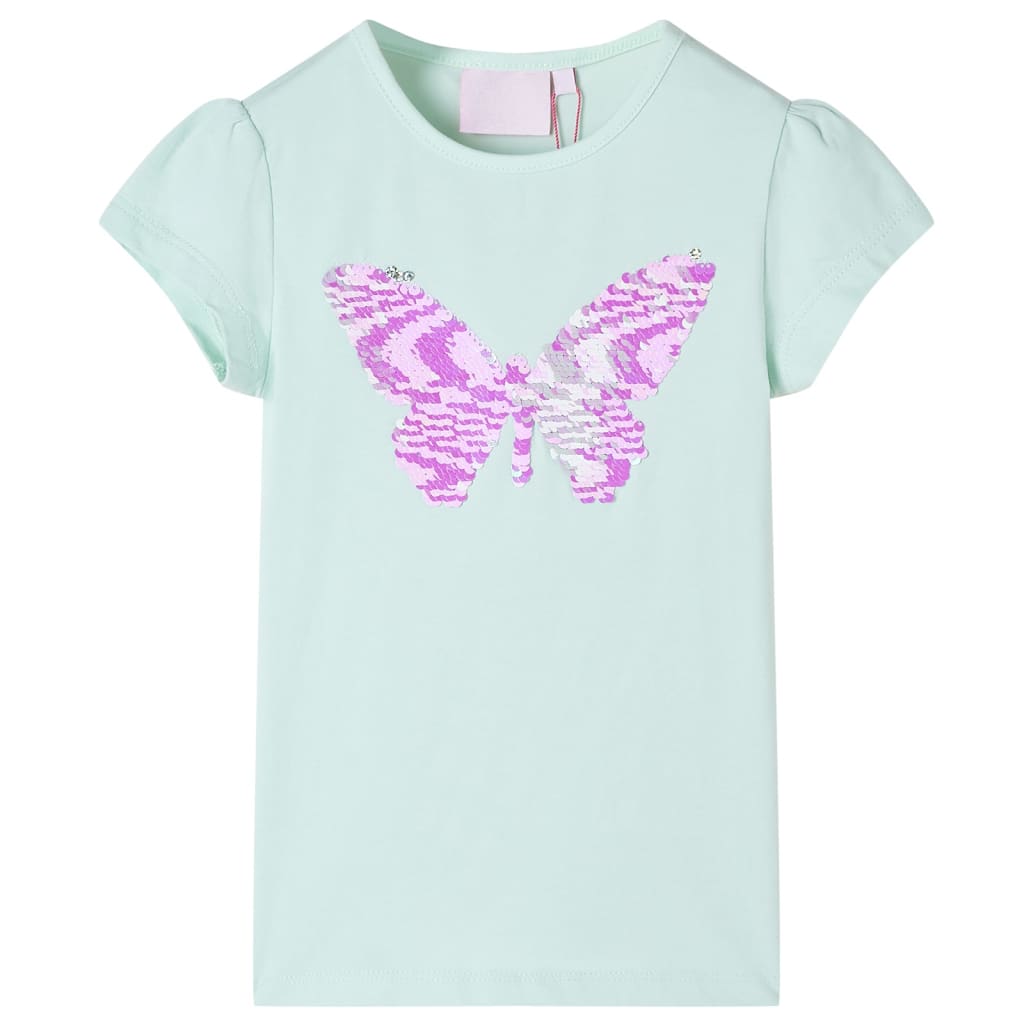 Kinder-T-Shirt mit Flügelärmeln Helles Minzgrün 128