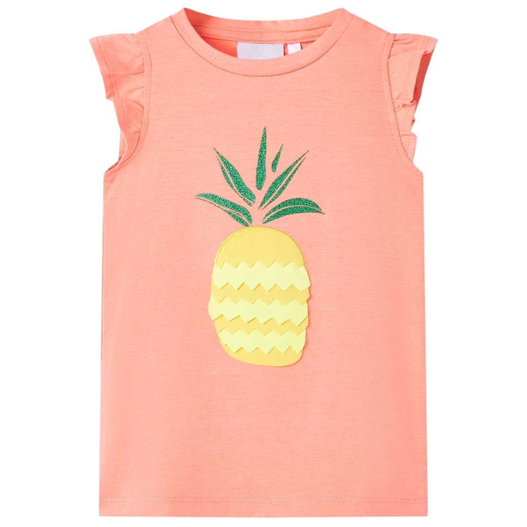 Kinder-T-Shirt Neonkoralle 128