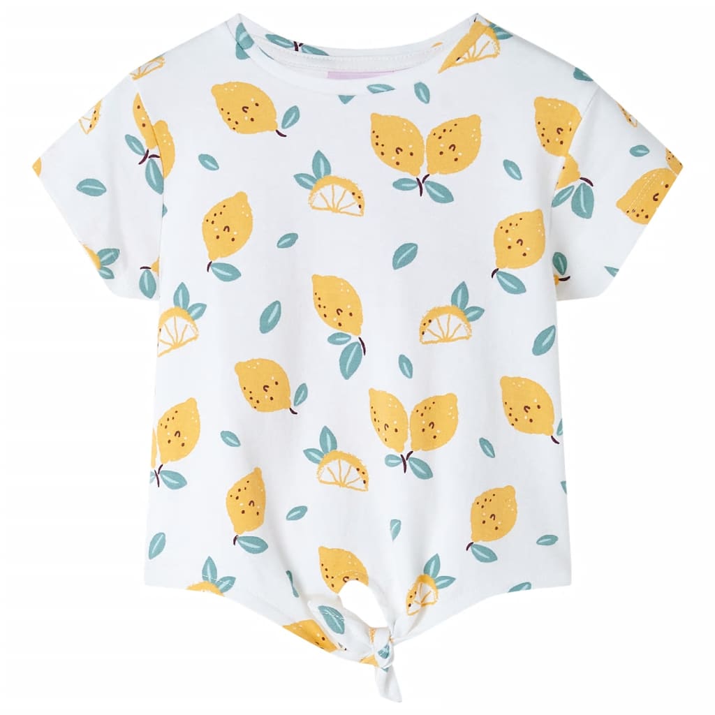 Kinder-T-Shirt mit Bindesaum Ecru 128