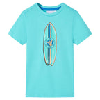 Kinder-Kurzarmshirt Aquablau 116