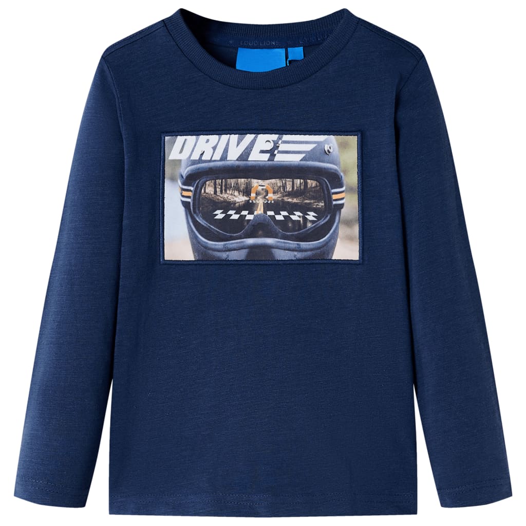 Kinder-Langarmshirt Marineblau Melange 116