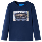 Kinder-Langarmshirt Marineblau Melange 128