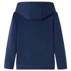 Kinder-Kapuzenpullover Marineblau Melange und Orange 140