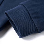 Kinder-Kapuzenpullover Marineblau Melange und Orange 140