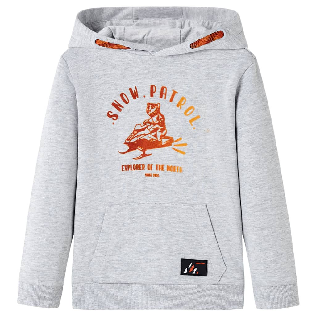 Kinder-Kapuzenpullover Marineblau Melange und Orange 140
