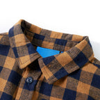 Kinderhemd Karomuster Cognac und Blau 92
