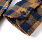 Kinderhemd Karomuster Cognac und Blau 92