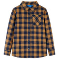 Kinderhemd Karomuster Cognac und Blau 116