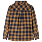 Kinderhemd Karomuster Cognac und Blau 116