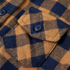 Kinderhemd Karomuster Cognac und Blau 116