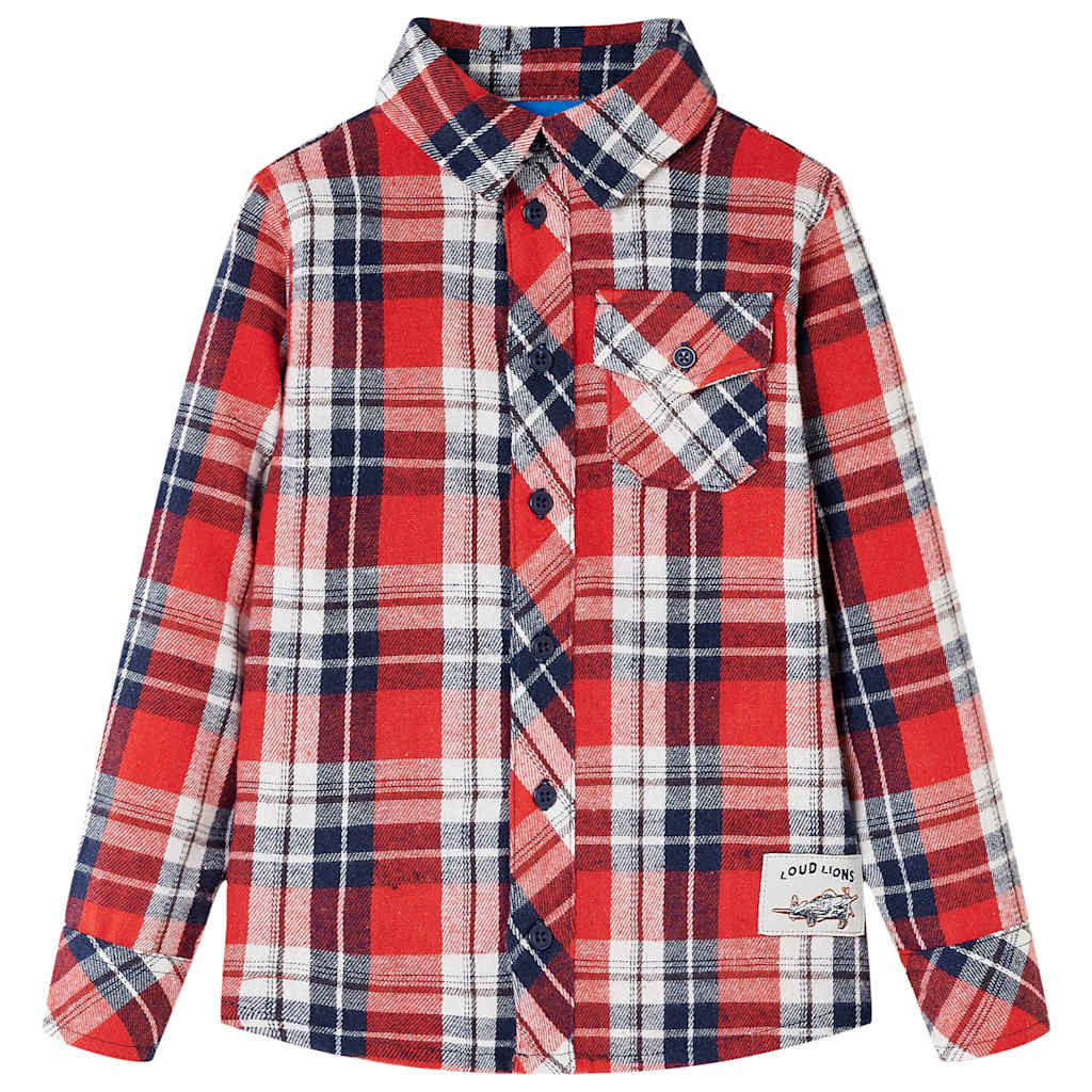 Kinderhemd Karomuster Cognac und Blau 116