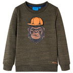 Kinder-Sweatshirt Dunkelkhaki Melange 116