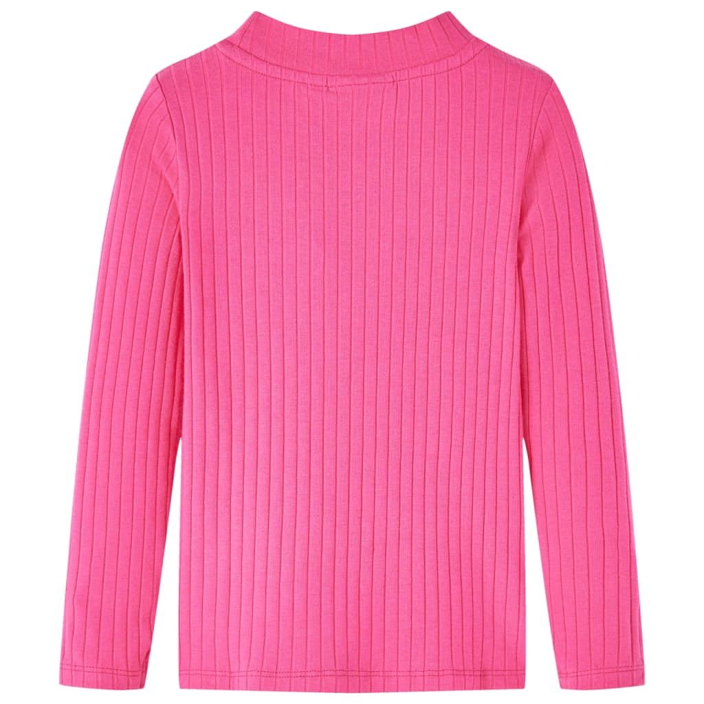 Kinder-Langarmshirt Rippstrick Knallrosa 92